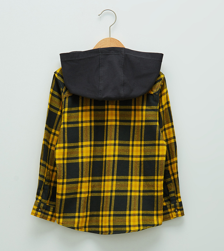 Yellow hot sale plaid hoodie