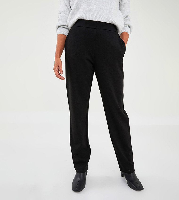 ME+EM Ponte Slim Barrel Trouser in Black