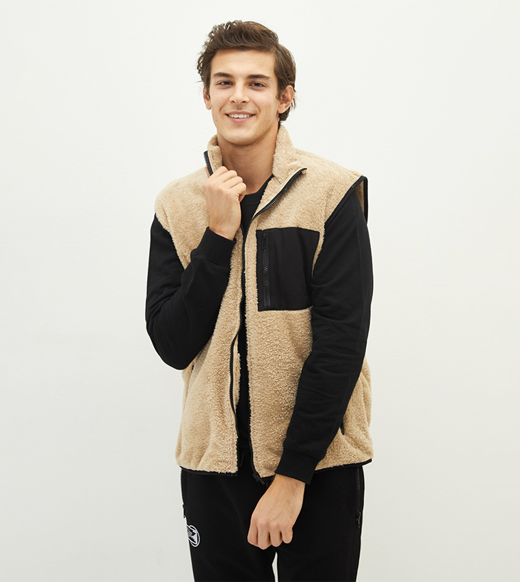 Buy LC Waikiki Regular Fit Vest Plush Coat In Beige 6thStreet Kuwait