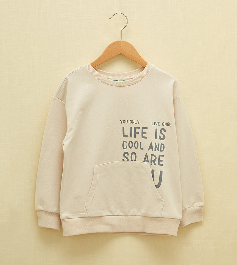 Green Crew Neck Printed Long Sleeve Organic Cotton Girl Sweatshirt