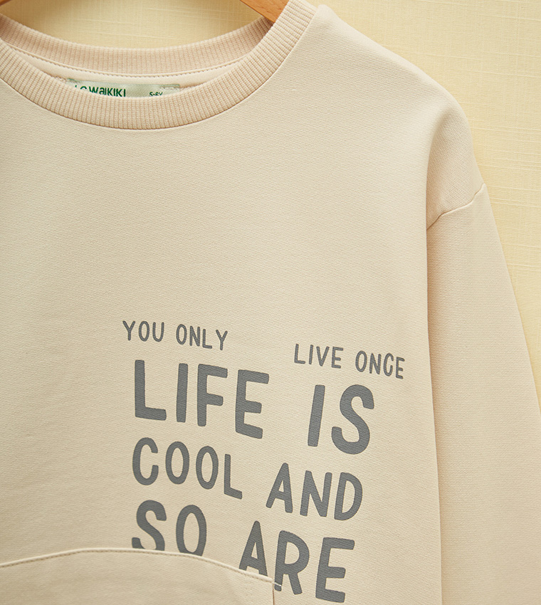 Green Crew Neck Printed Long Sleeve Organic Cotton Girl Sweatshirt