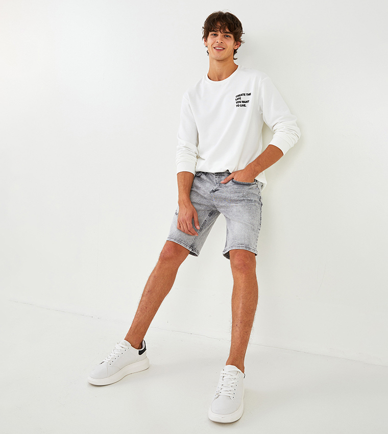 Buy LC Waikiki Xside Standard Fit Jean Shorts In Grey 6thStreet