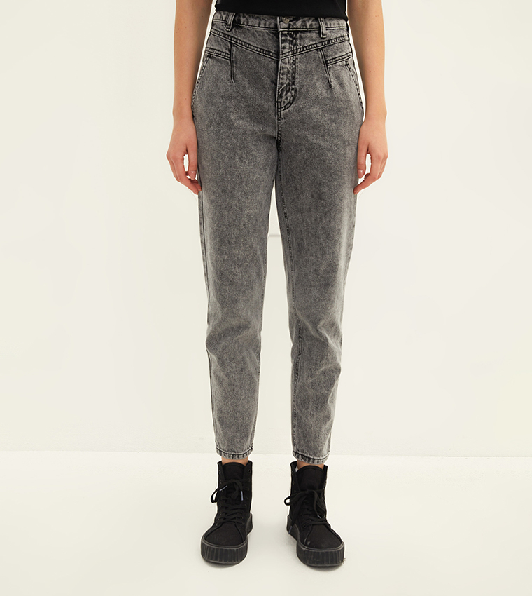 Buy LC Waikiki High Rise Mom Jeans In Grey 6thStreet UAE