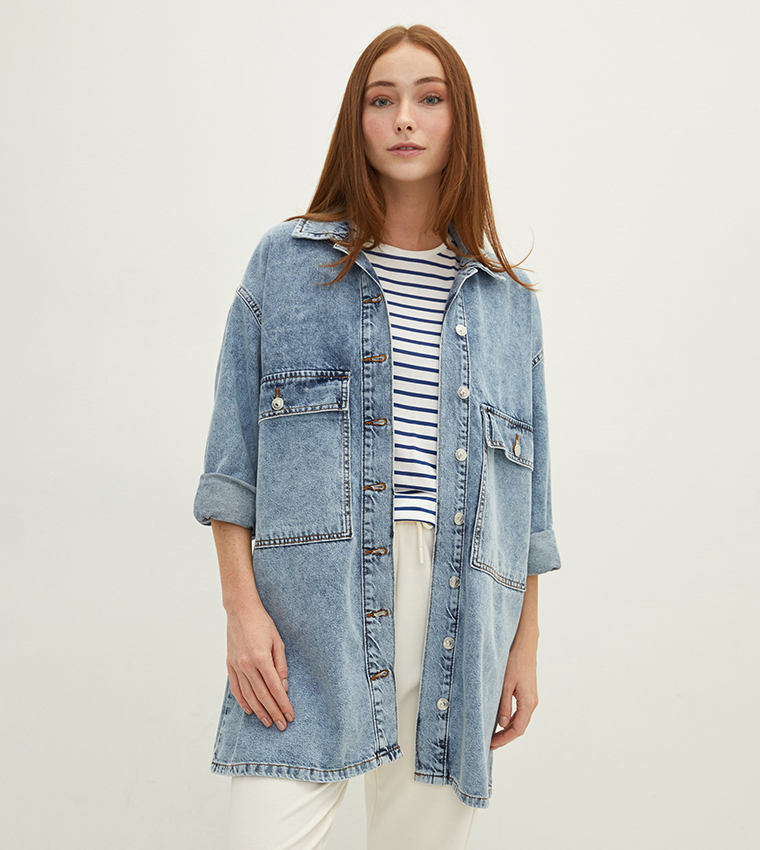 LCW CLASSIC Long Sleeve Rodeo Jean Jacket