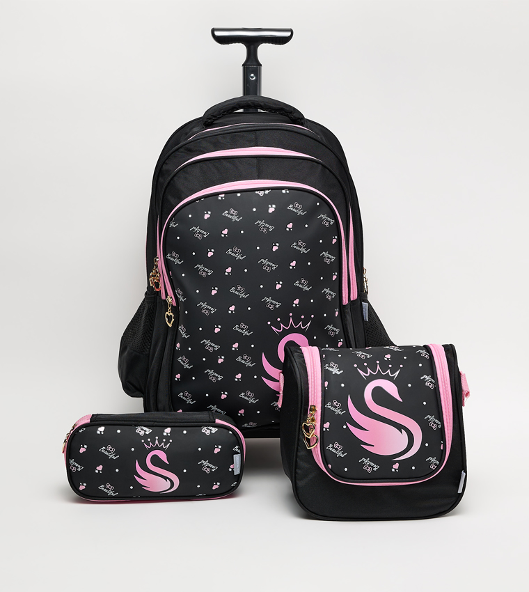 Printed 18" Trolley Backpack Set