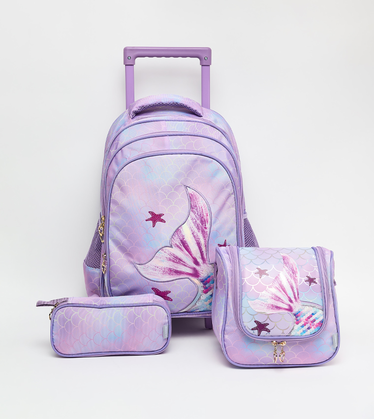 Printed 16" Trolley Backpack Set