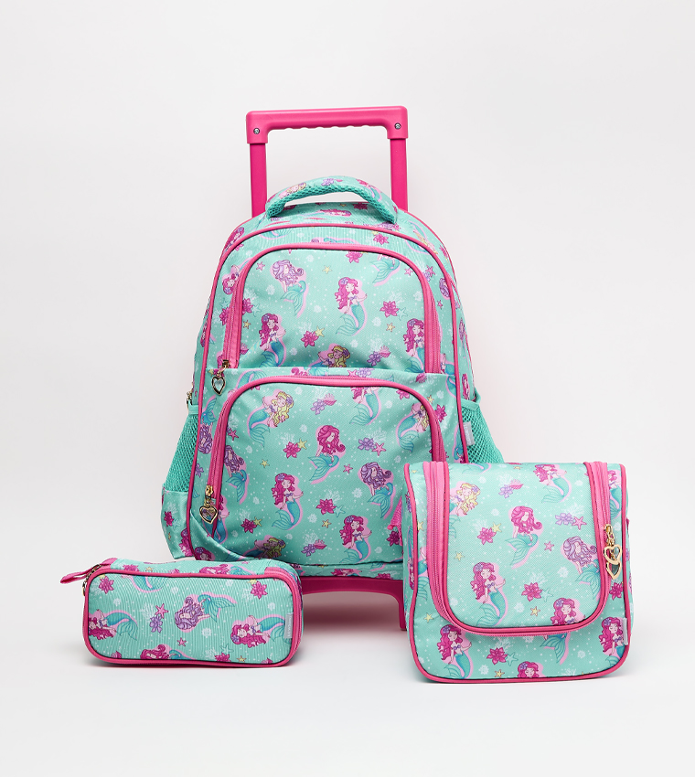 Printed 16" Trolley Backpack Set