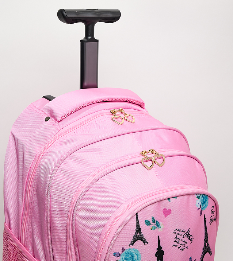 Printed Front Pocket 18" Trolley Backpack