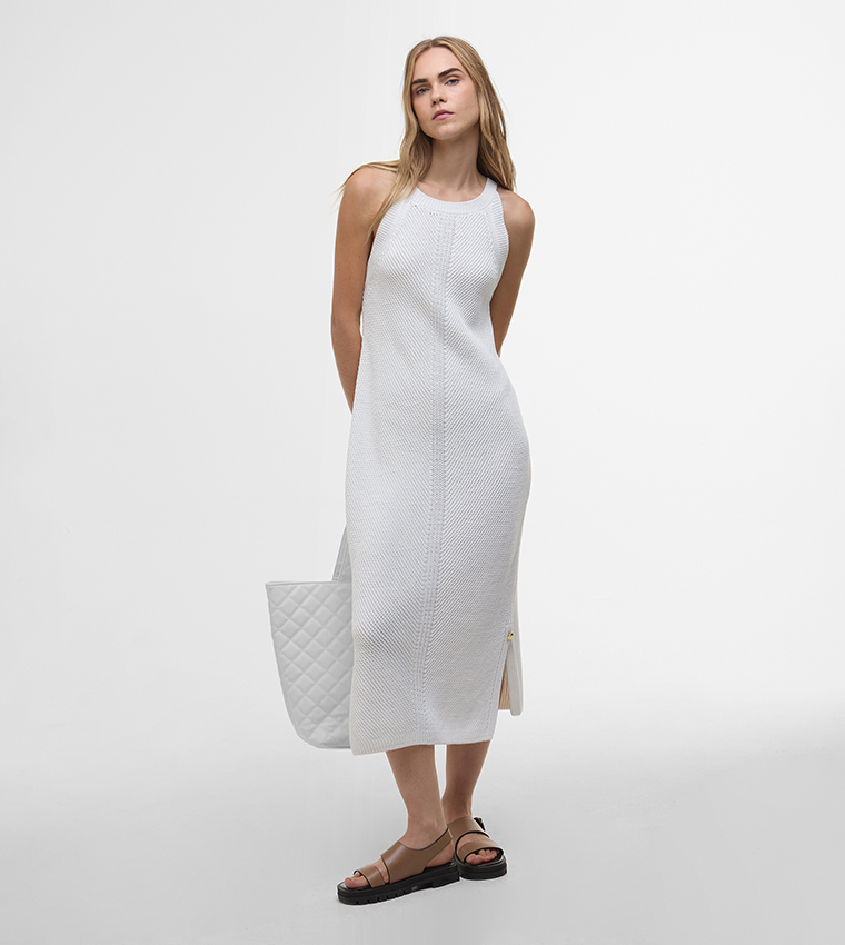DAKOTA Solid Sleeveless Knitted Midi Dress