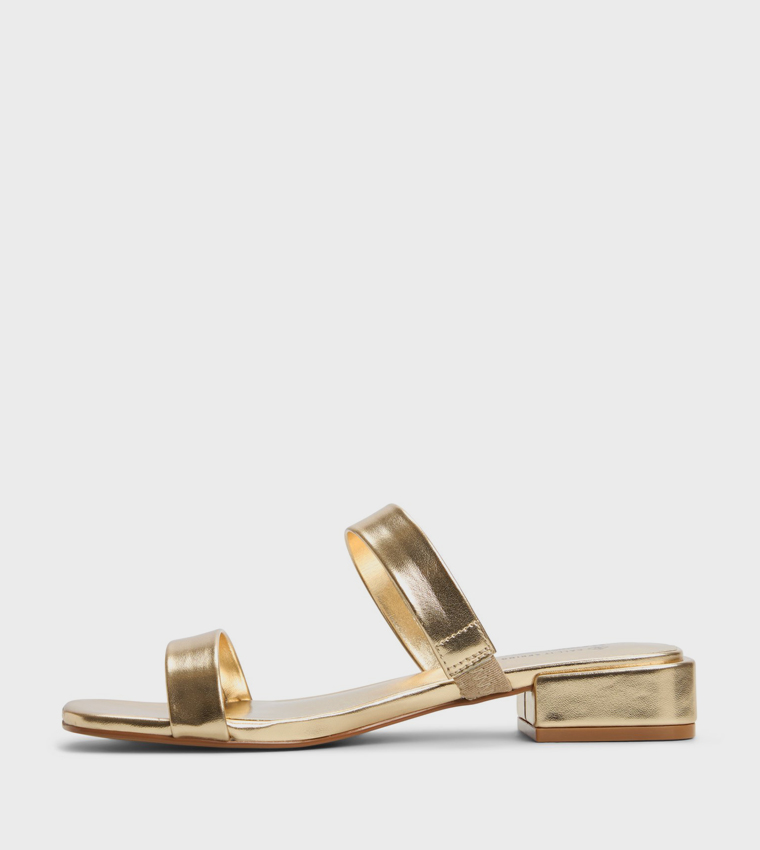 LEAAH Metallic Low Heel Sandals