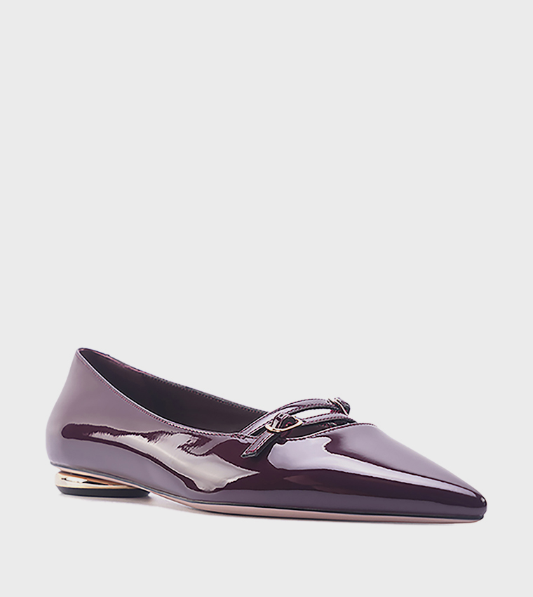 LEANNA Glossy Pointed Toe Ballerinas