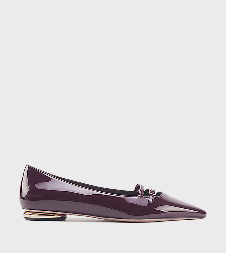 LEANNA Glossy Pointed Toe Ballerinas