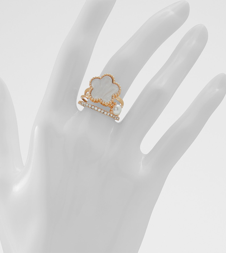 LEGOWETH Gold-Tone Multipack Ring Set
