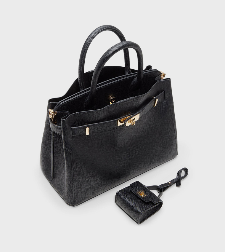 LEMERCIER Textured Twist Lock Satchel Bag