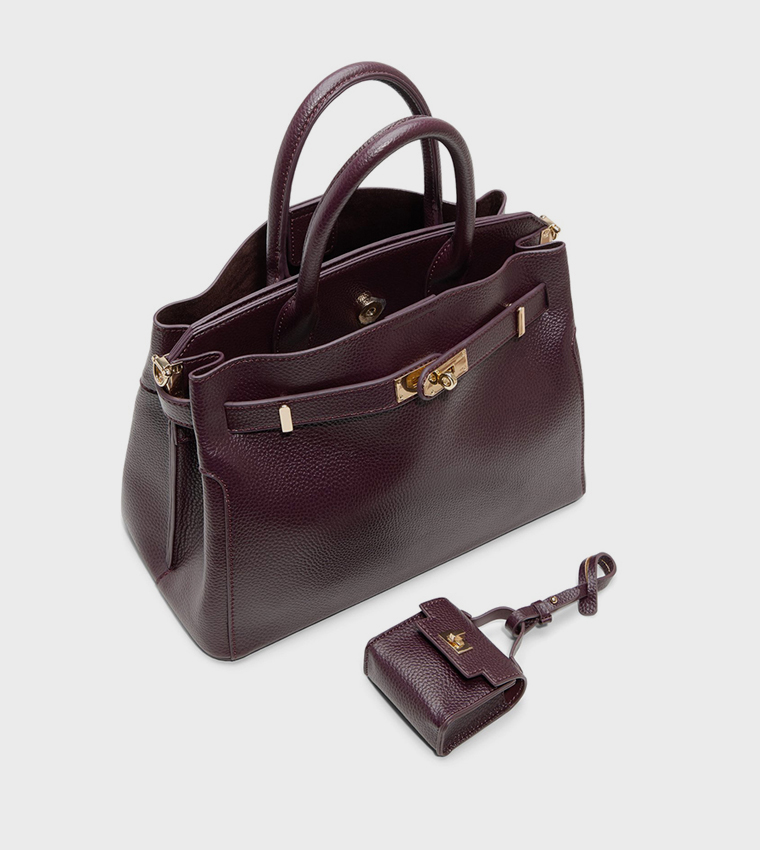 LEMERCIER Textured Twist Lock Satchel Bag
