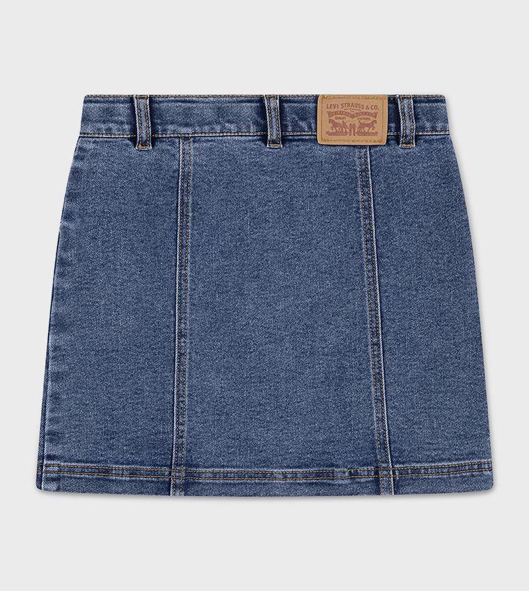 تنورة دنيم ميني بأزرار أمامية