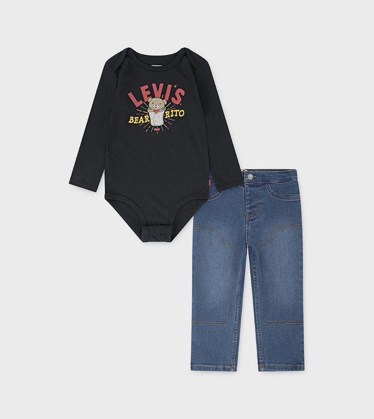Bearrito Printed Bodysuit & Jeans Set