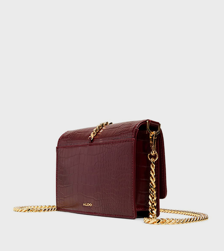 LILITHA Croc Textured Flap Crossbody Bag
