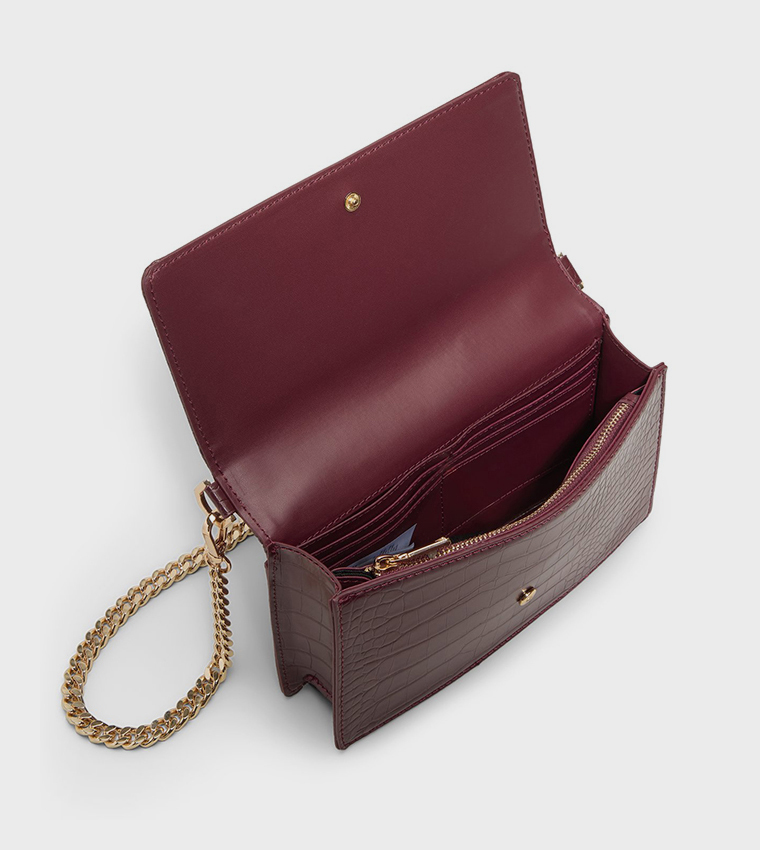 LILITHA Croc Textured Flap Crossbody Bag