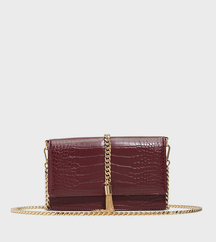 LILITHA Croc Textured Flap Crossbody Bag