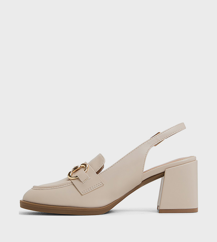 LINNETTE Metal Accent Block Heel Pumps