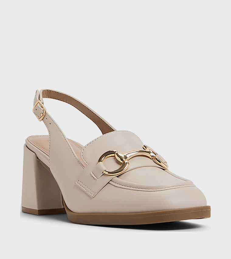 LINNETTE Metal Accent Block Heel Pumps