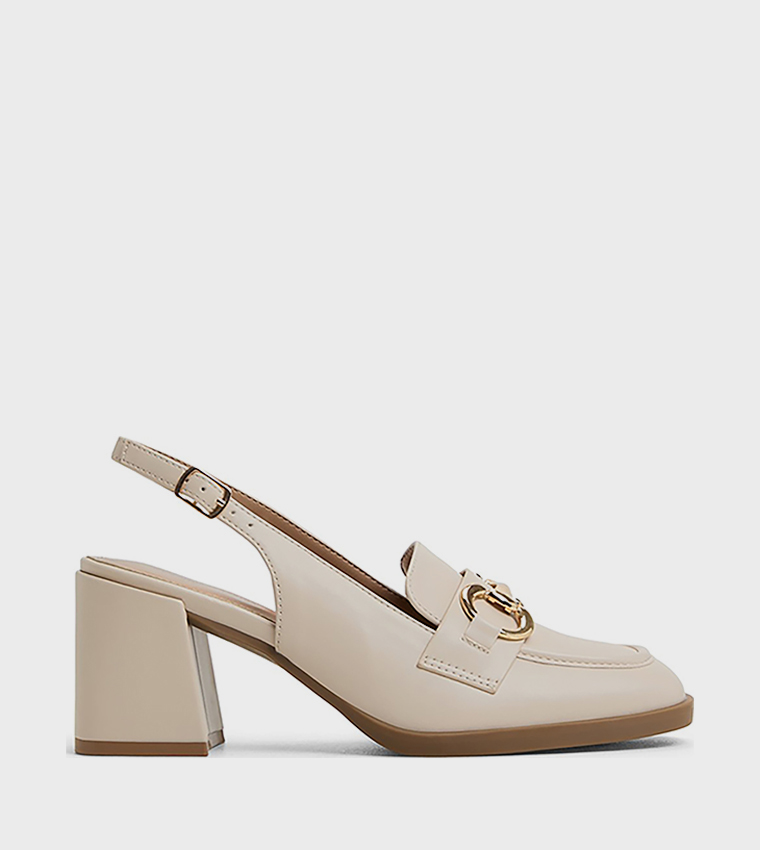 LINNETTE Metal Accent Block Heel Pumps