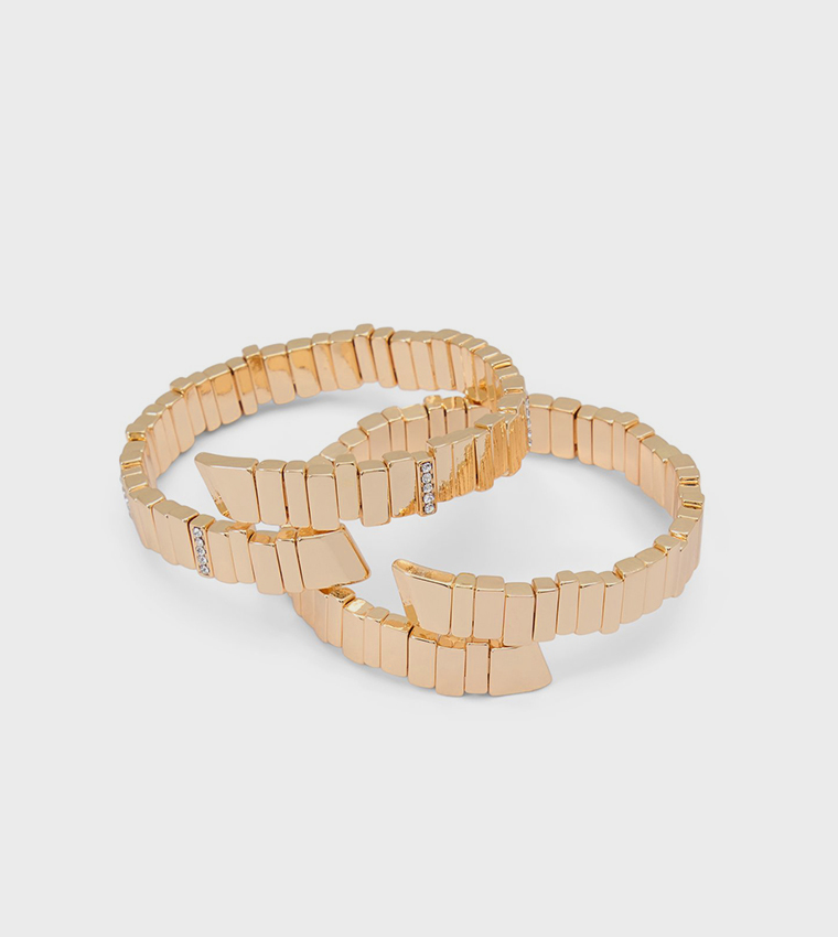 LISAANNE Pack of 2 Gold-Tone Cuff Bracelets