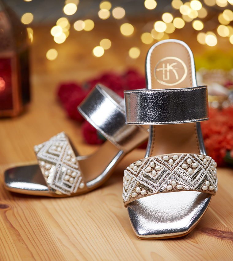 MOONLIGHT Embellished Block Heel Sandals