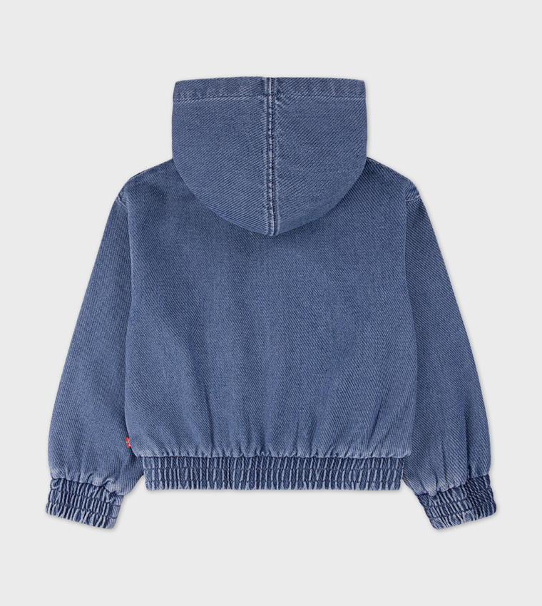 هودي دنيم بكم طويل وتطريز شعار 