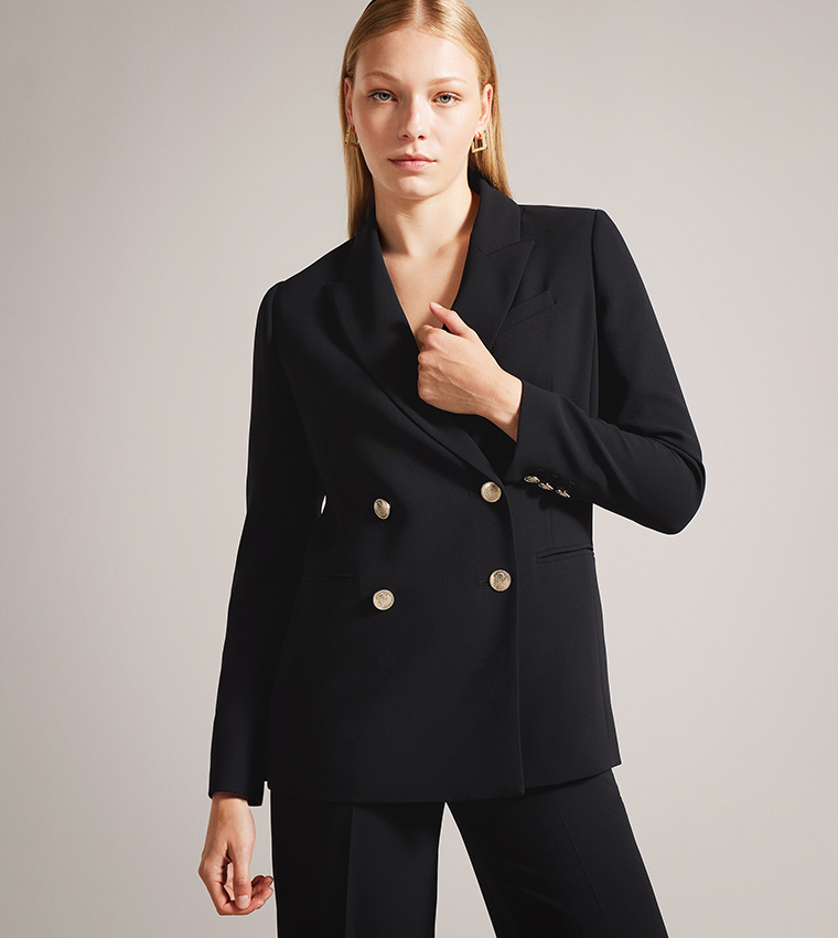 Buy Ted Baker LLAYLA Double Breasted Button Detail Blazer In Black 6thStreet UAE