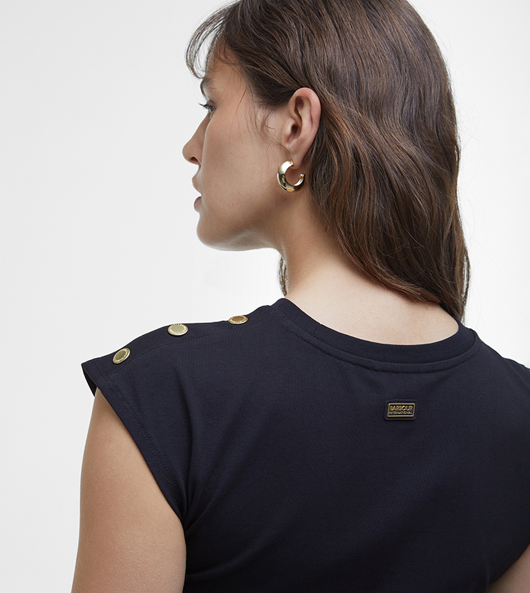 PRIYA Crew Neck Cap Sleeves Top