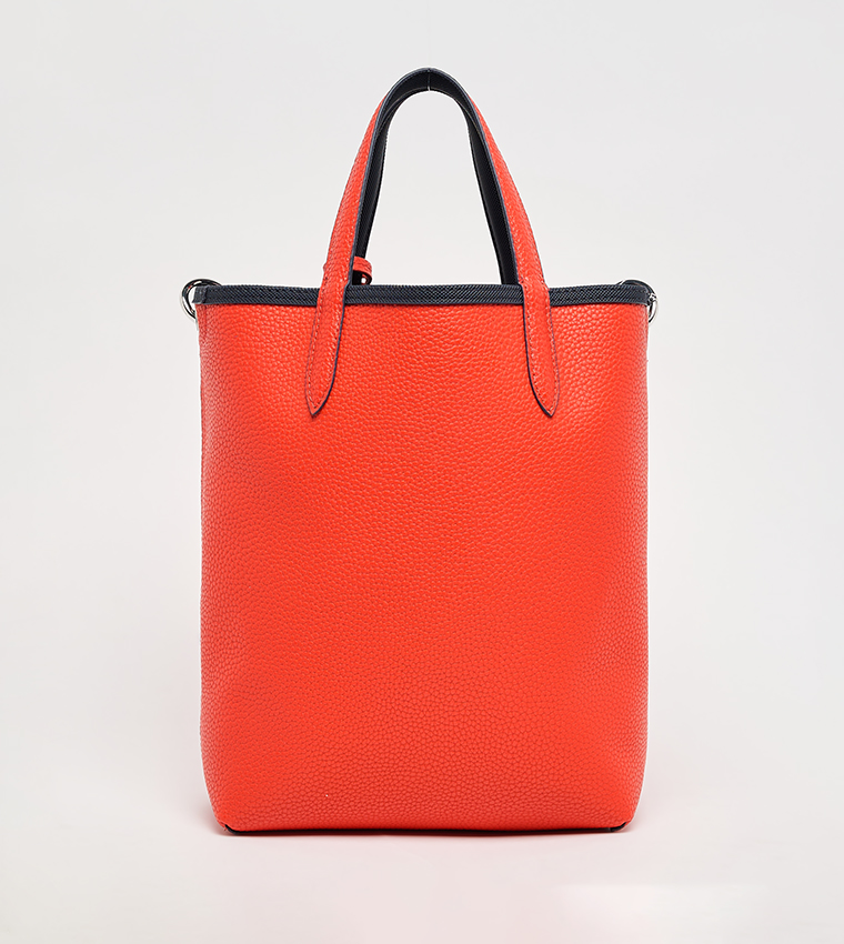 Textured Reversable Tote Bag with Pouch