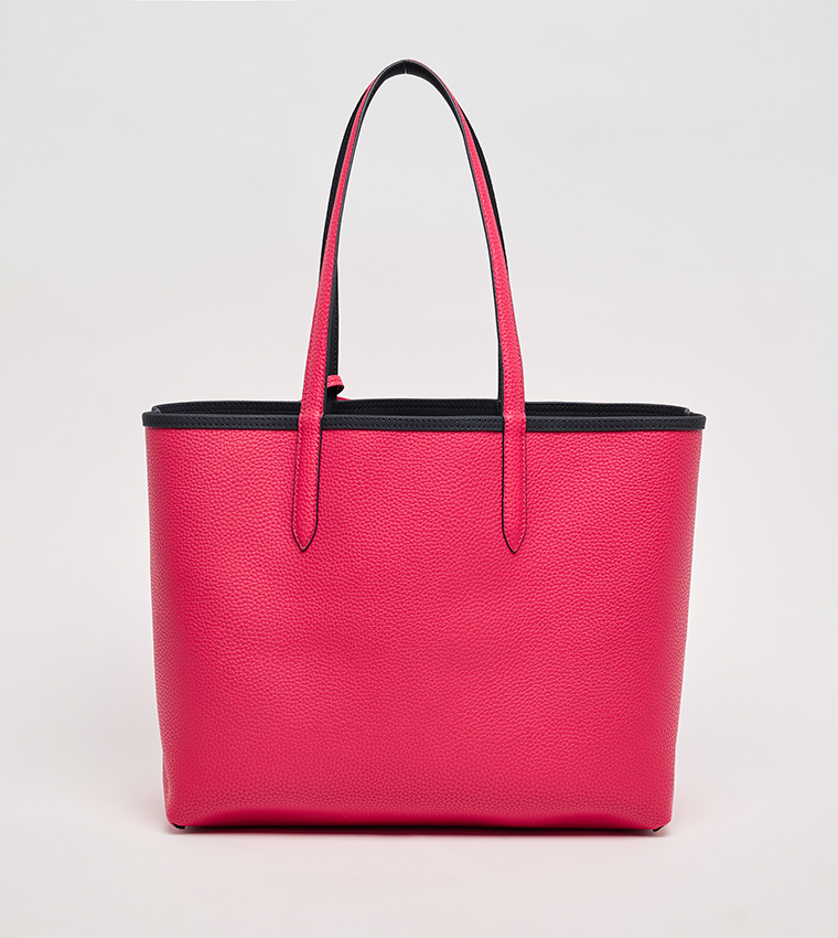 Textured Reversable Tote Bag with Pouch