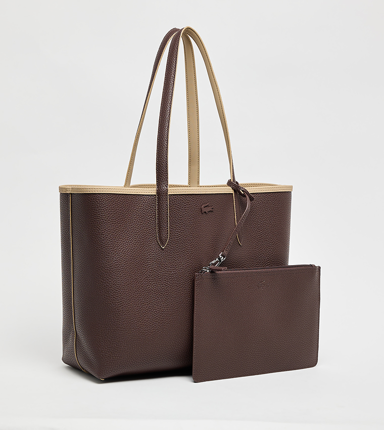 Textured Reversable Tote Bag with Pouch