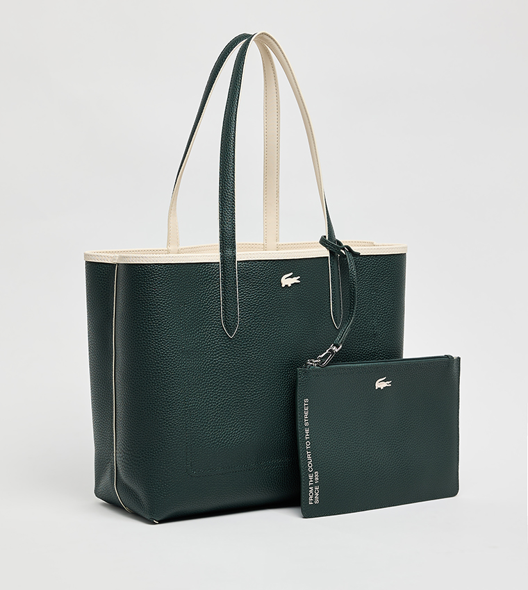 Textured Front Pocket Reversable Tote Bag with Pouch