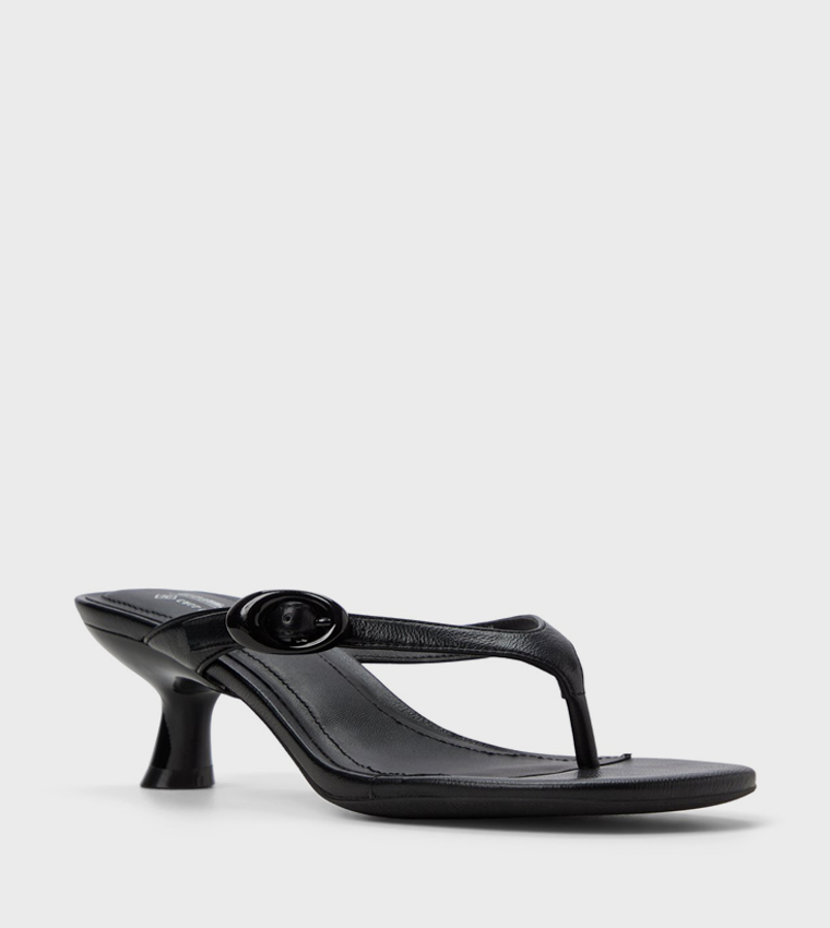 LOLLAA Buckle Detail Kitten Heel Sandals