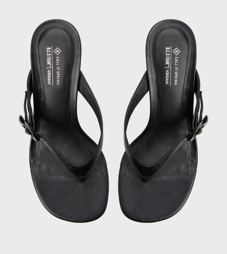 LOLLAA Buckle Detail Kitten Heel Sandals