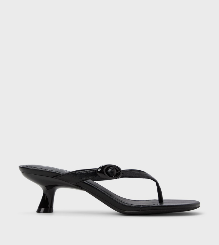 LOLLAA Buckle Detail Kitten Heel Sandals