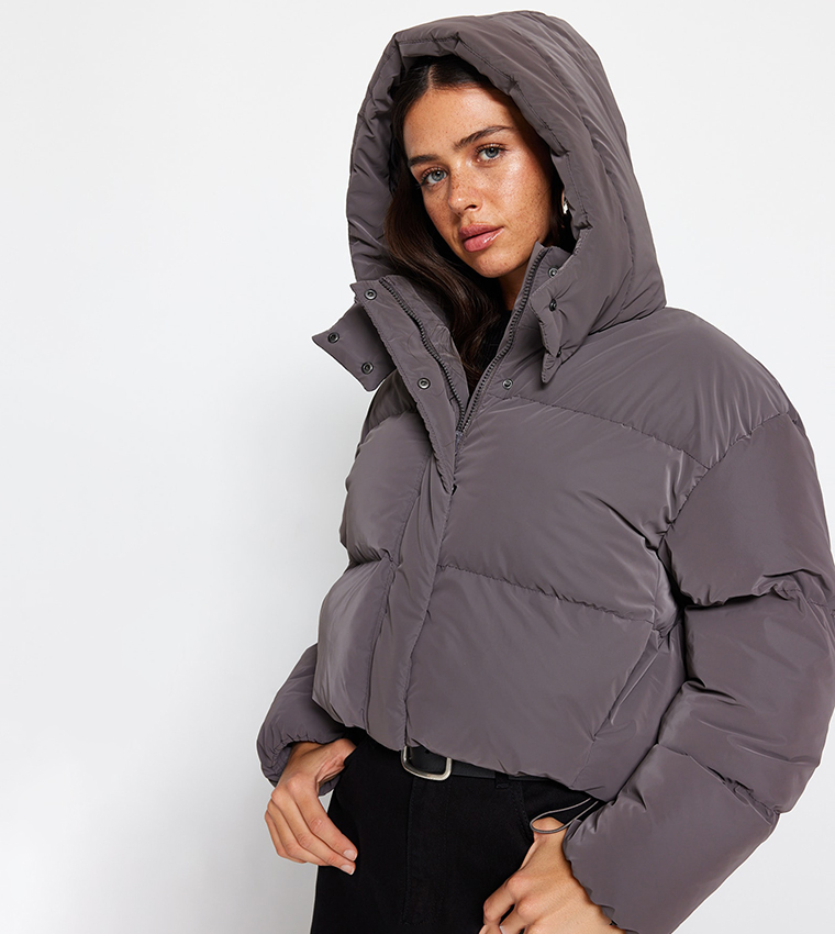 Womens grey puffer on sale jacket