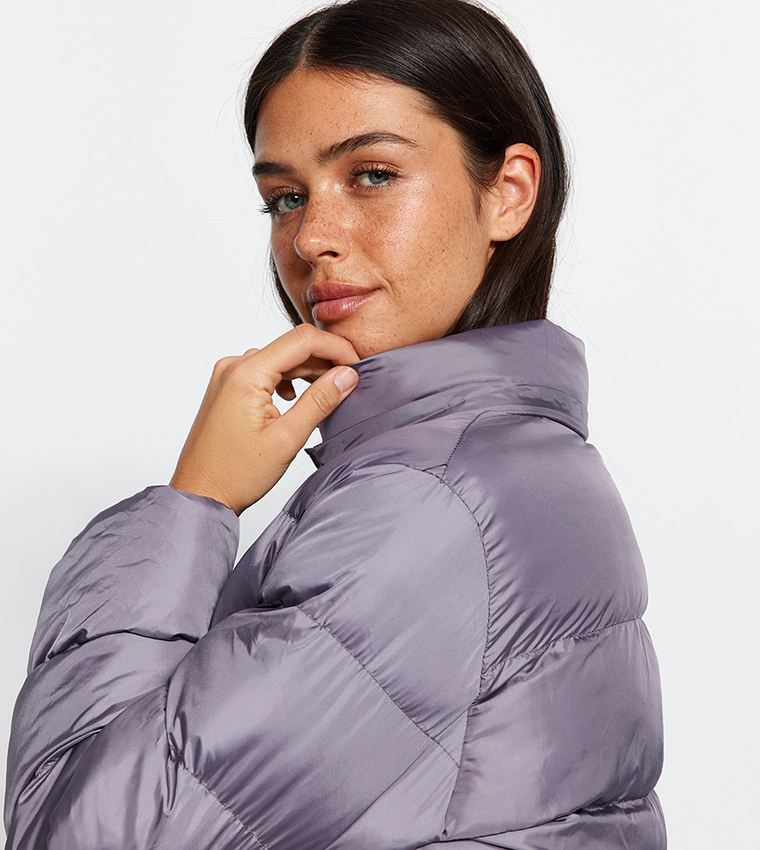 Buy Trendyol Oversized Fur Hooded Puffer Jacket In Grey Buy Trendyol Oversized Fur Hooded Puffer Jacket In Grey