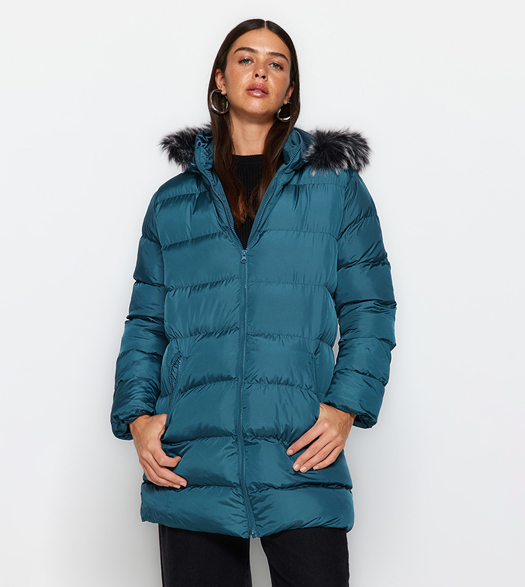 Fur hood deals puffer coat