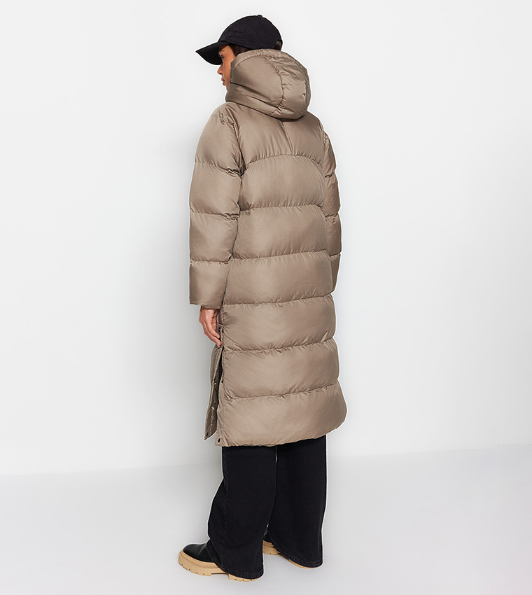 Buy Trendyol Hooded Oversized Puffer Jacket In Mink 6thStreet Bahrain