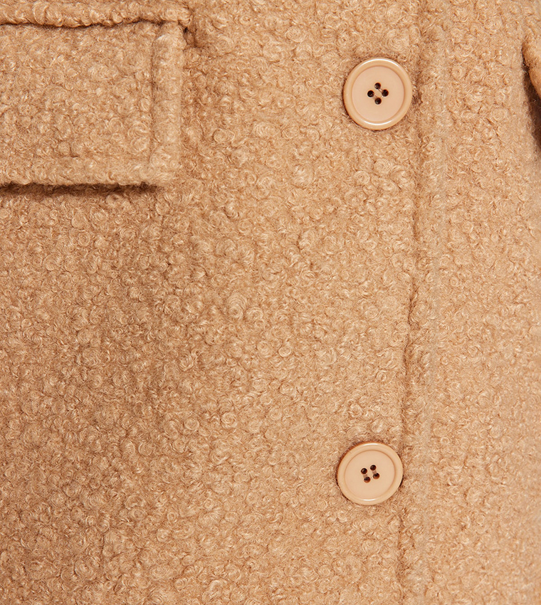 Camel cheap boucle coat