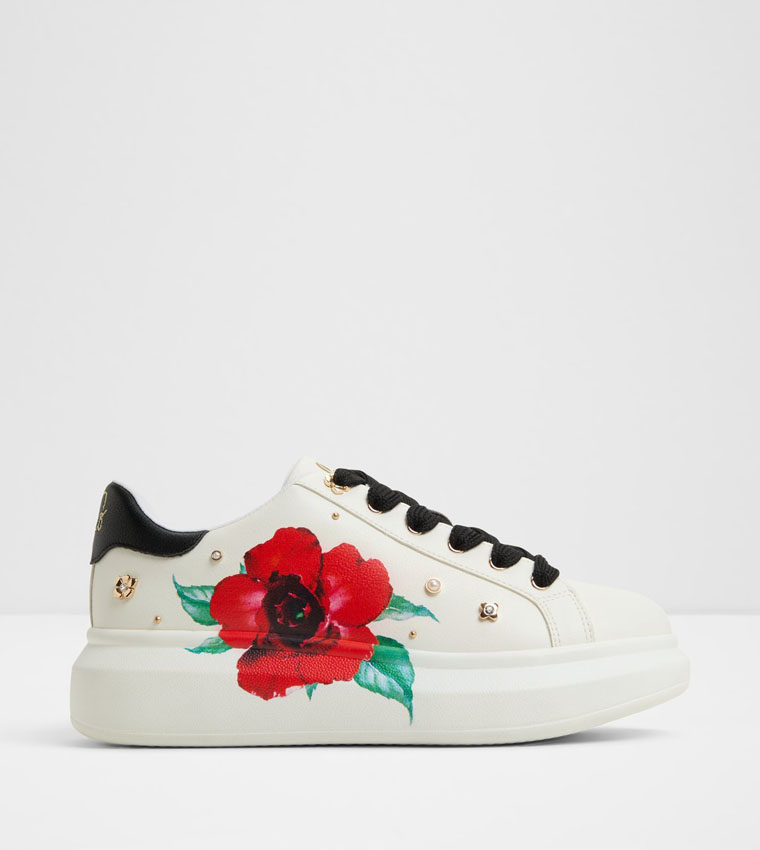 Buy Aldo LOVEKISS Floral Print Platform Sneakers In White
