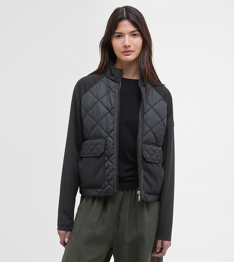 EBONY Quilted Raglan Sleeves Bomber Jacket