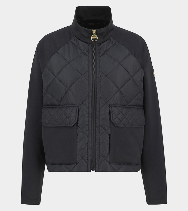 EBONY Quilted Raglan Sleeves Bomber Jacket