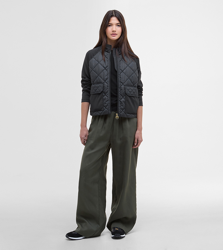 EBONY Quilted Raglan Sleeves Bomber Jacket