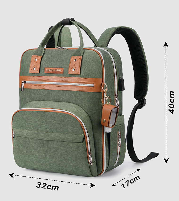 2 in 1 Diaper Bag with Sanitizer Bottle keychain & Stroller Hooks