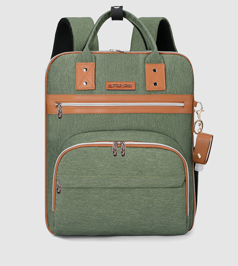 2 in 1 Diaper Bag with Sanitizer Bottle keychain & Stroller Hooks